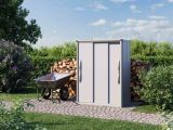 Moderner Geraeteschrank 'Florian_1207' mit geschlossenen Grauen Tueren, ideal für Aussenbereich. Geschlossene Tueren bieten Schutz und moderne Aesthetik. Perfekt für ordentliche Aufbewahrung im Garten oder auf der Terrasse.